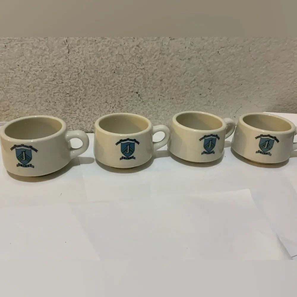 Set of 4 Vintage Mary Gibbs Jones University College "Restaurant"stackable Cups
